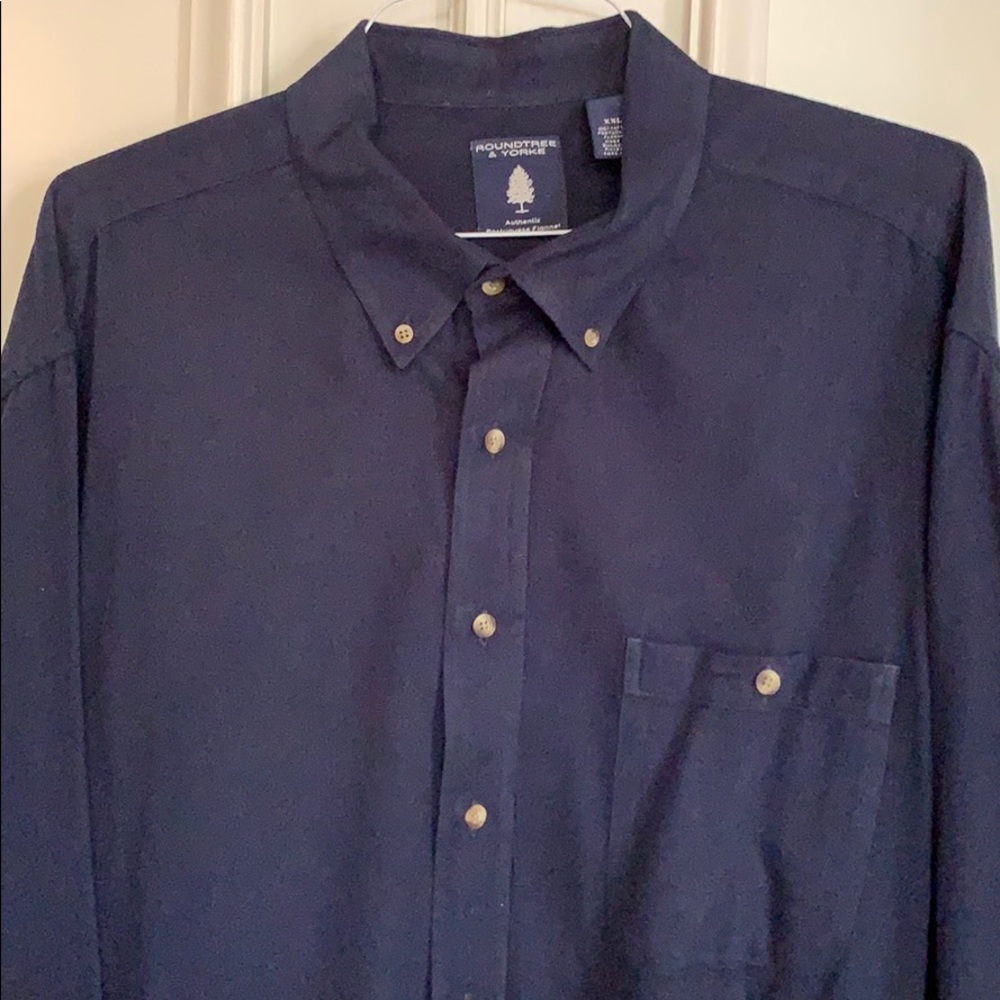 Roundtree and Yorke Navy Flannel Long Sleeve Shirt Men’s Size XXL